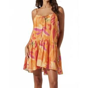 NEW ASTR keala floral mini tent dress in orange multi